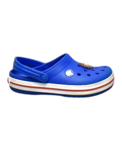 A Blue Slip Ons from Crocs in size 6T for boy. (Front View)