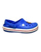 A Blue Slip Ons from Crocs in size 6T for boy. (Front View)