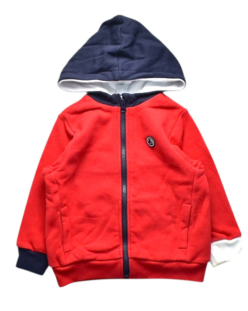 A Red Zippered Sweatshirts from Petit Bateau in size 3T for neutral. (Front View)