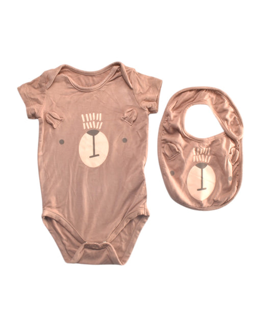 A Pink Short Sleeve Bodysuits from Not Too Big  in size 0-3M for boy. (Front View)