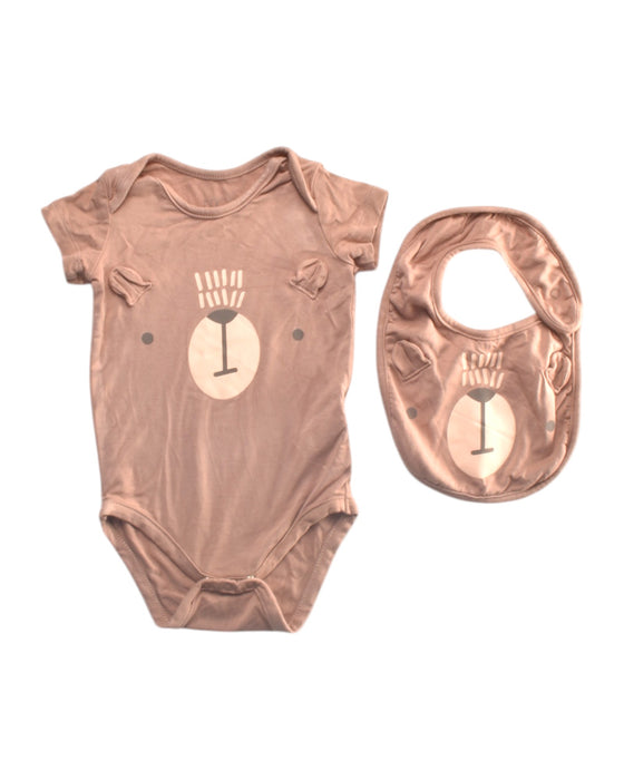 A Pink Short Sleeve Bodysuits from Not Too Big  in size 0-3M for boy. (Front View)