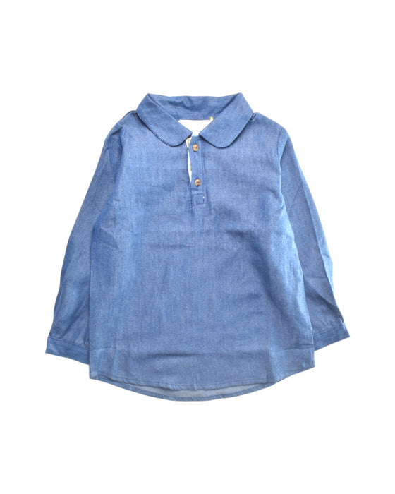 A Blue Long Sleeve Polos from Minnow in size 3T for boy. (Front View)