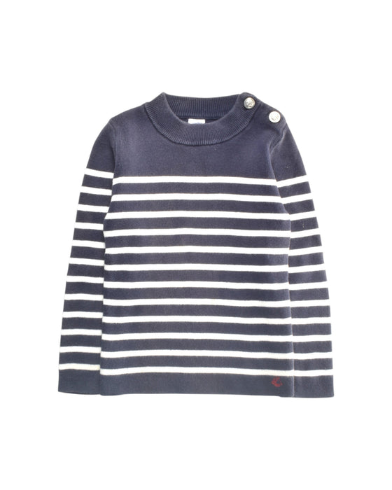 A Navy Long Sleeve Tops from Petit Bateau in size 5T for boy. (Front View)