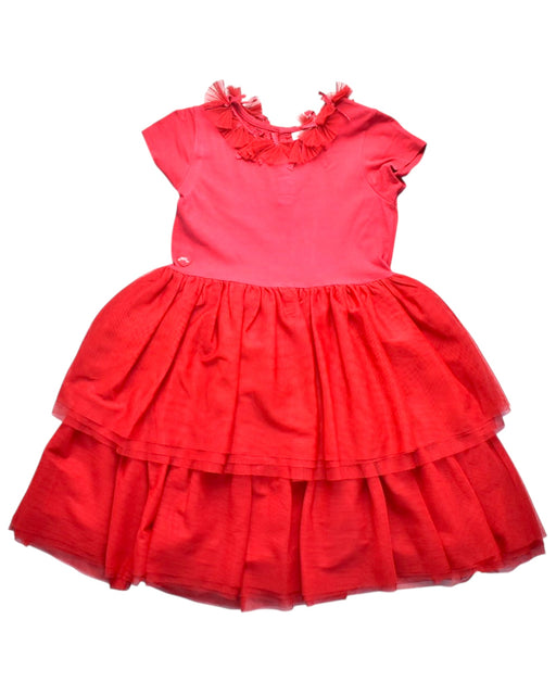 A Red Short Sleeve Dresses from Chateau de Sable in size 8Y for girl. (Front View)