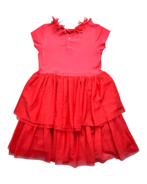 A Red Short Sleeve Dresses from Chateau de Sable in size 8Y for girl. (Back View)