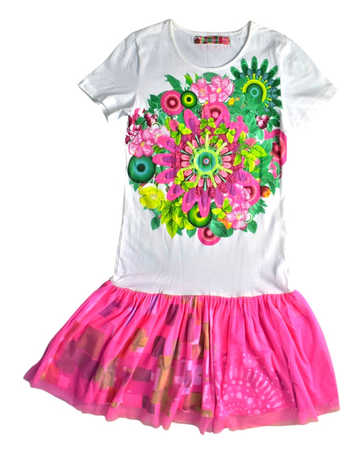 A Multicolour Short Sleeve Dresses from Desigual in size 13Y for girl. (Front View)