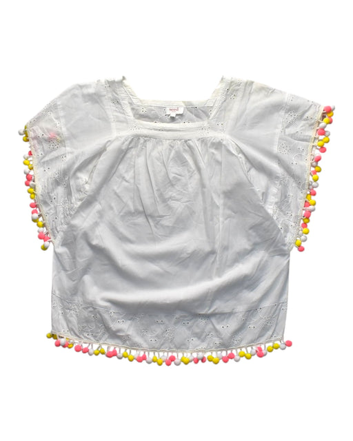 A White Short Sleeve Tops from Seed in size 6T for girl. (Front View)
