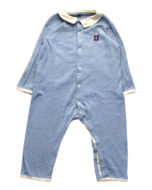 A Blue Onesies from Petit Bateau in size 12-18M for boy. (Front View)