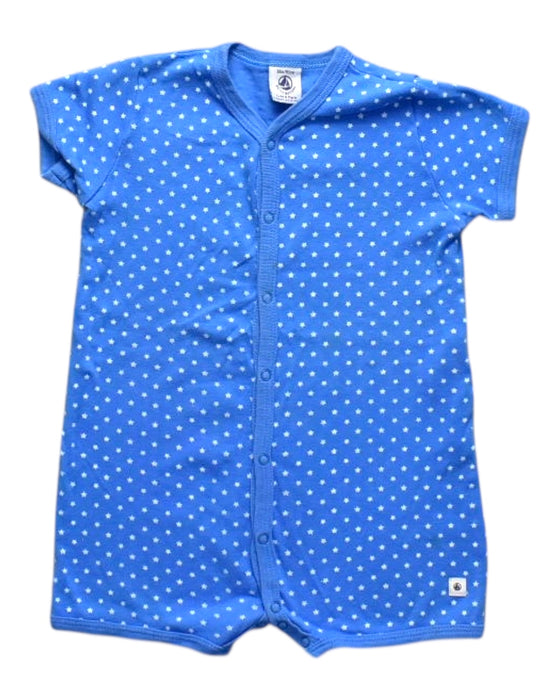 A Blue Short Sleeve Rompers from Petit Bateau in size 12-18M for boy. (Front View)