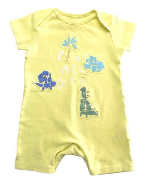 A Yellow Short Sleeve Rompers from Mothercare in size 0-3M for boy. (Front View)