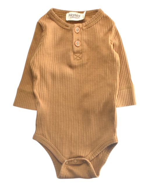 A Brown Long Sleeve Bodysuits from MarMar in size 0-3M for girl. (Front View)