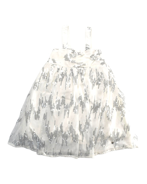 A Silver Sleeveless Dresses from bloomB in size 5T for girl. (Front View)