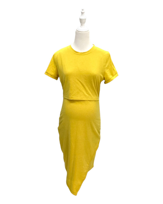 A Yellow Short Sleeve Dresses from Mothercot in size Maternity-S for maternity. (Front View)