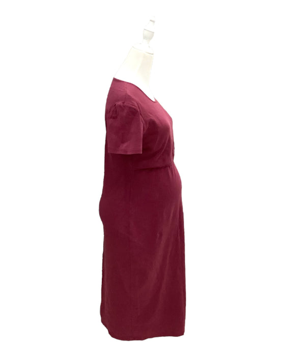 A Burgundy Short Sleeve Dresses from Mothercot in size Maternity-M for maternity. (Back View)