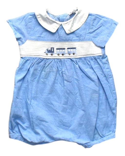 A Blue Short Sleeve Rompers from Lapinou in size 6-12M for girl. (Front View)