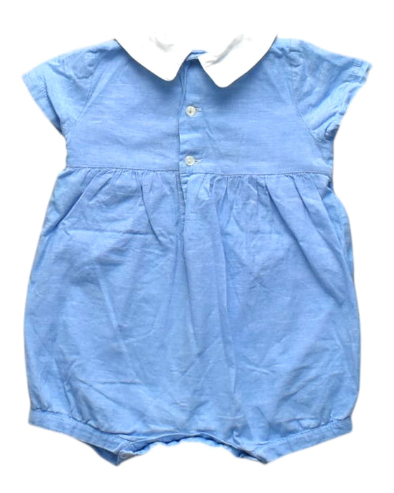 A Blue Short Sleeve Rompers from Lapinou in size 6-12M for girl. (Back View)