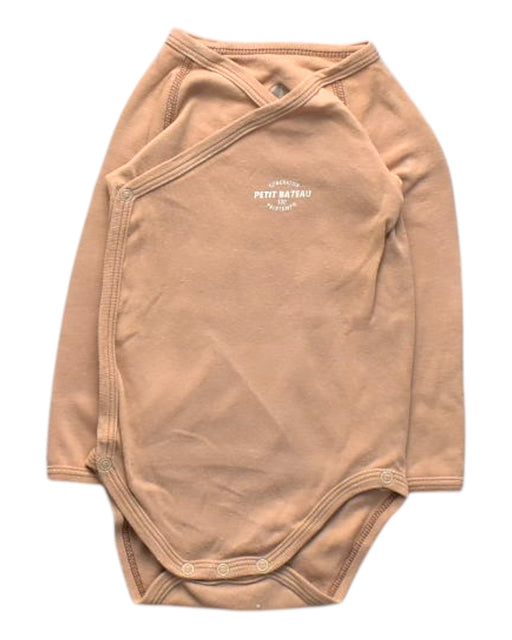 A Peach Long Sleeve Bodysuits from Petit Bateau in size 6-12M for boy. (Front View)