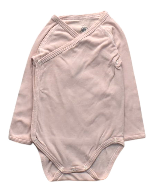 A Pink Long Sleeve Bodysuits from Petit Bateau in size 6-12M for girl. (Front View)