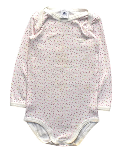 A White Long Sleeve Bodysuits from Petit Bateau in size 12-18M for girl. (Front View)