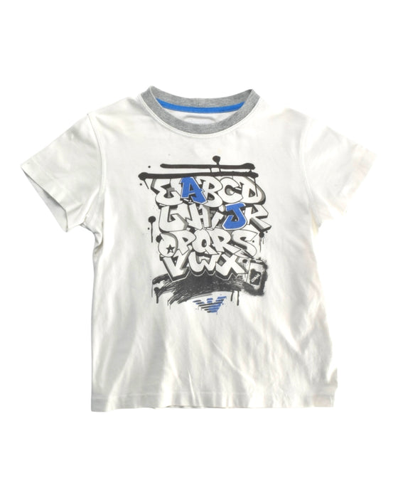 A White Short Sleeve T Shirts from Armani Baby in size 4T for boy. (Front View)