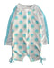 A Blue Swimsuits from Snapper Rock in size 3-6M for girl. (Front View)