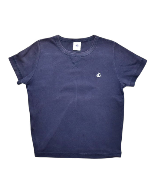 A Navy Short Sleeve T Shirts from Petit Bateau in size 5T for boy. (Front View)