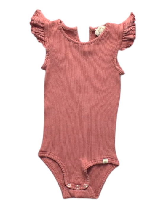 A Pink Sleeveless Bodysuits from Minimalisma in size 12-18M for girl. (Front View)