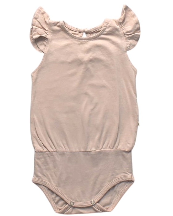 A Peach Sleeveless Bodysuits from Minimalisma in size 6-12M for girl. (Front View)