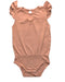 A Peach Sleeveless Bodysuits from Minimalisma in size 6-12M for girl. (Front View)