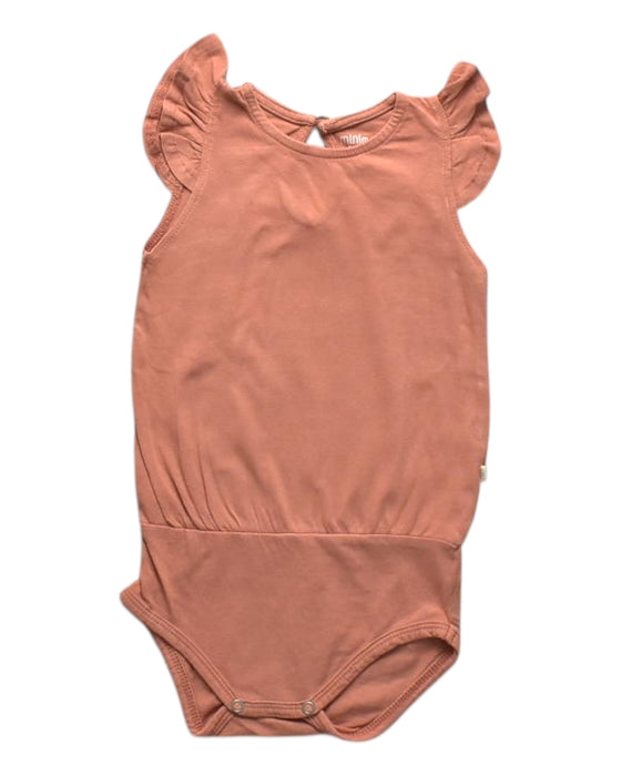A Peach Sleeveless Bodysuits from Minimalisma in size 6-12M for girl. (Front View)