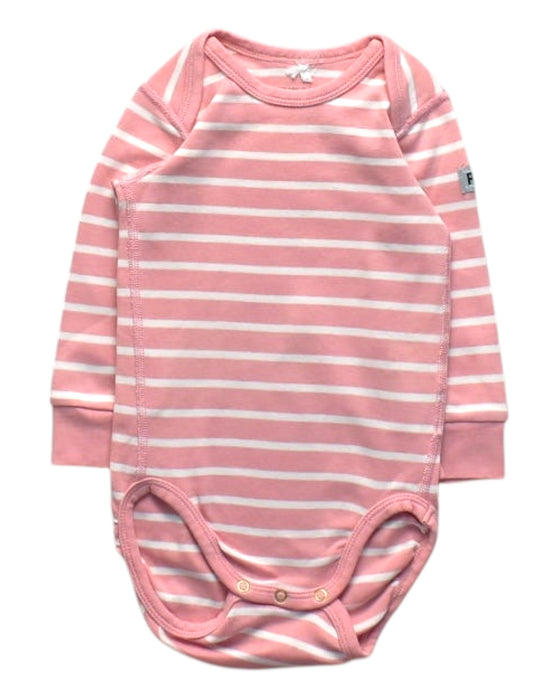 A Pink Long Sleeve Bodysuits from Polarn O. Pyret in size 3-6M for girl. (Front View)