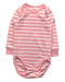 A Pink Long Sleeve Bodysuits from Polarn O. Pyret in size 3-6M for girl. (Front View)