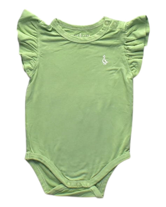 A Green Short Sleeve Bodysuits from Raph and Remy in size 6-12M for girl. (Front View)