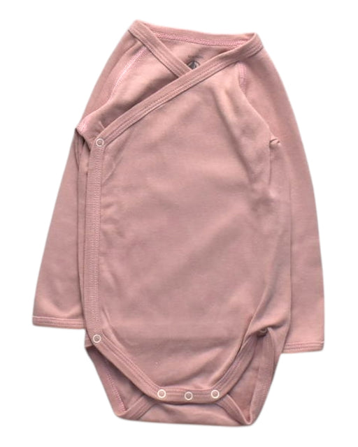A Pink Long Sleeve Bodysuits from Petit Bateau in size 6-12M for girl. (Front View)