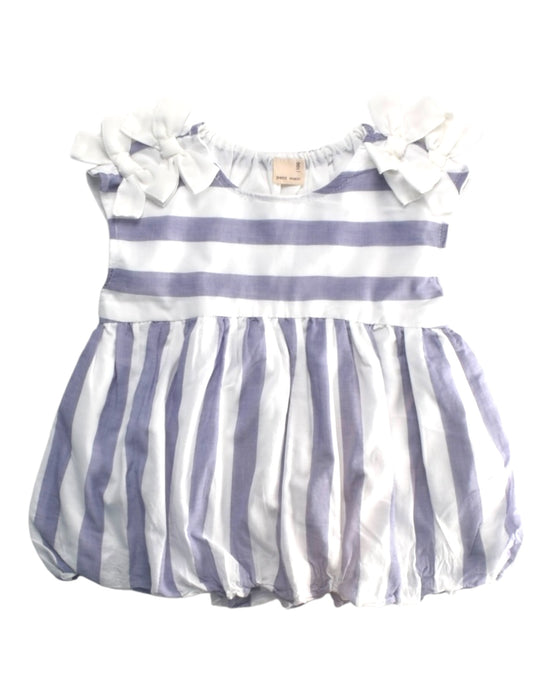 A Blue Sleeveless Dresses from Petit Main in size 3T for girl. (Front View)