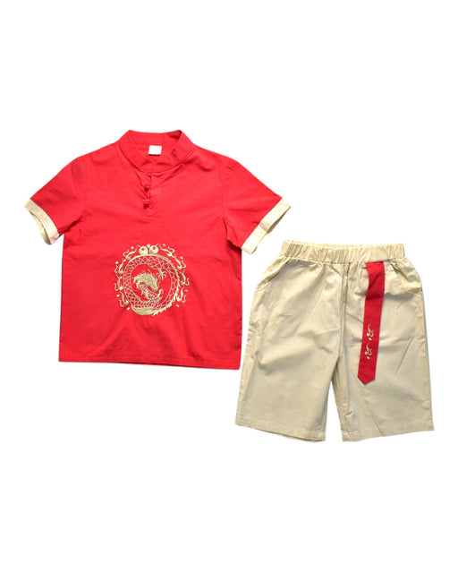 A Red Shorts Sets from Little Kooma in size 5T for boy. (Front View)
