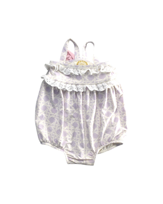 A White Sleeveless Rompers from The Beaufort Bonnet Company in size 0-3M for girl. (Front View)