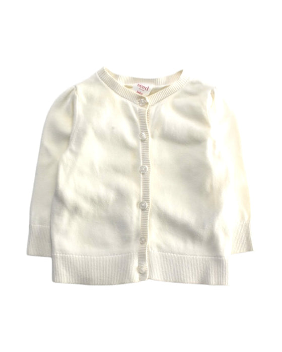 A White Cardigans from Seed in size 6-12M for girl. (Front View)