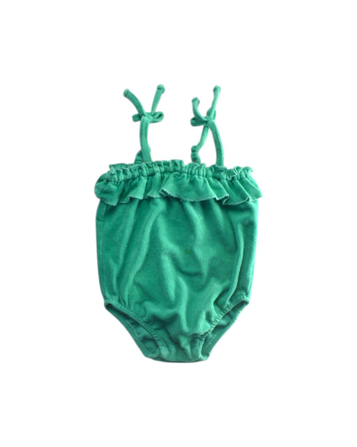 A Green Sleeveless Rompers from Seed in size 6-12M for girl. (Front View)