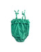 A Green Sleeveless Rompers from Seed in size 6-12M for girl. (Front View)