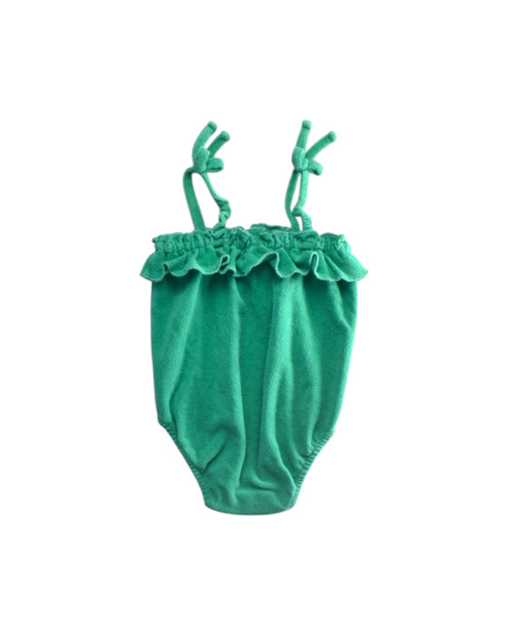 A Green Sleeveless Rompers from Seed in size 6-12M for girl. (Back View)