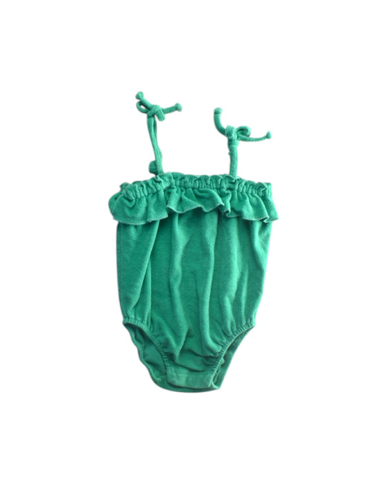 A Green Sleeveless Rompers from Seed in size 12-18M for girl. (Front View)