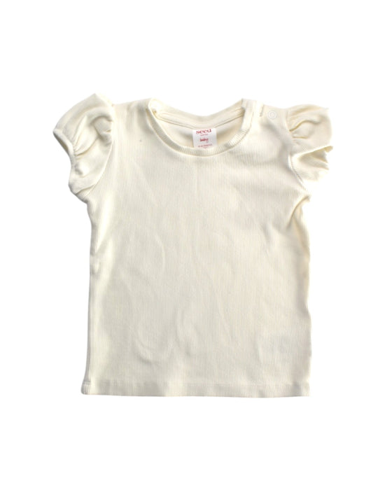 A White Short Sleeve Tops from Seed in size 18-24M for girl. (Front View)