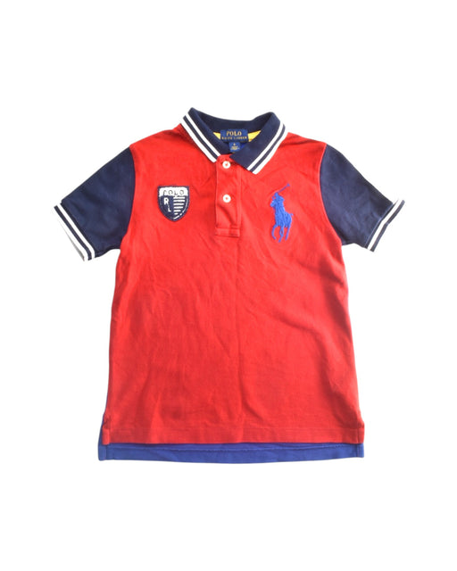 A Red Short Sleeve Polos from Polo Ralph Lauren in size 5T for boy. (Front View)