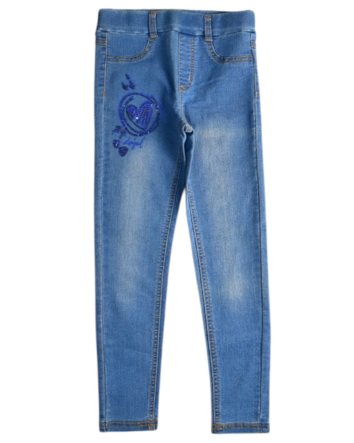 A Blue Jeggings from Desigual in size 7Y for girl. (Front View)