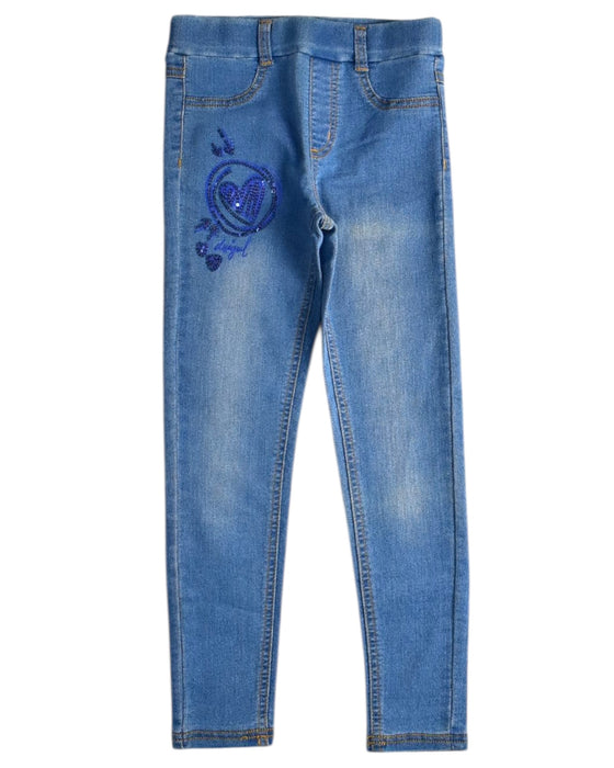 A Blue Jeggings from Desigual in size 7Y for girl. (Front View)