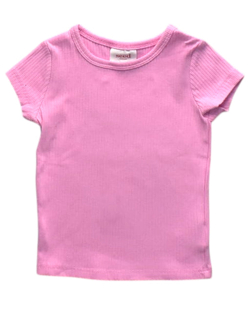 A Pink Short Sleeve T Shirts from Seed in size 2T for girl. (Front View)