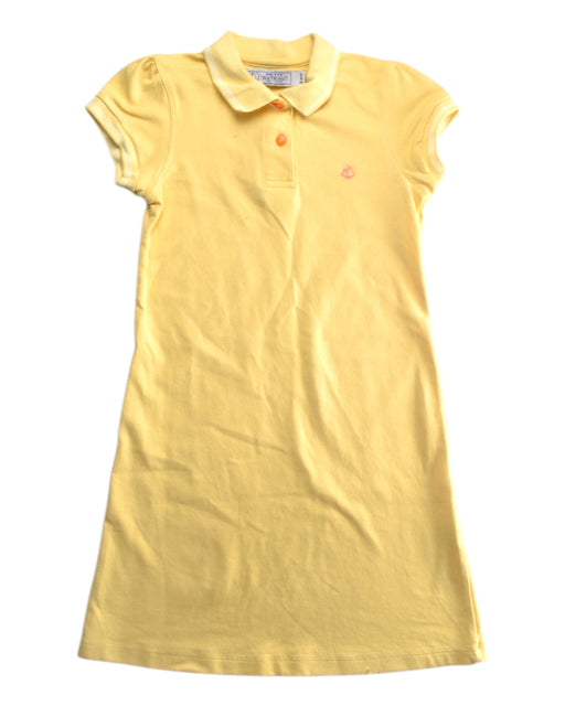 A Yellow Short Sleeve Dresses from Petit Bateau in size 8Y for girl. (Front View)