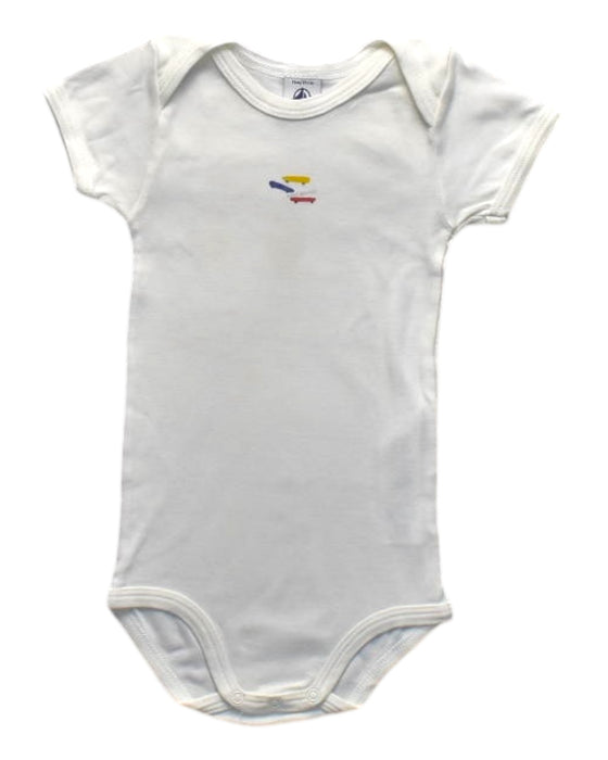 A White Short Sleeve Bodysuits from Petit Bateau in size 12-18M for boy. (Front View)