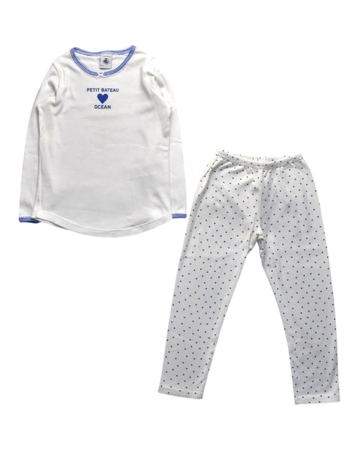 A White Pyjama Sets from Petit Bateau in size 3T for girl. (Front View)